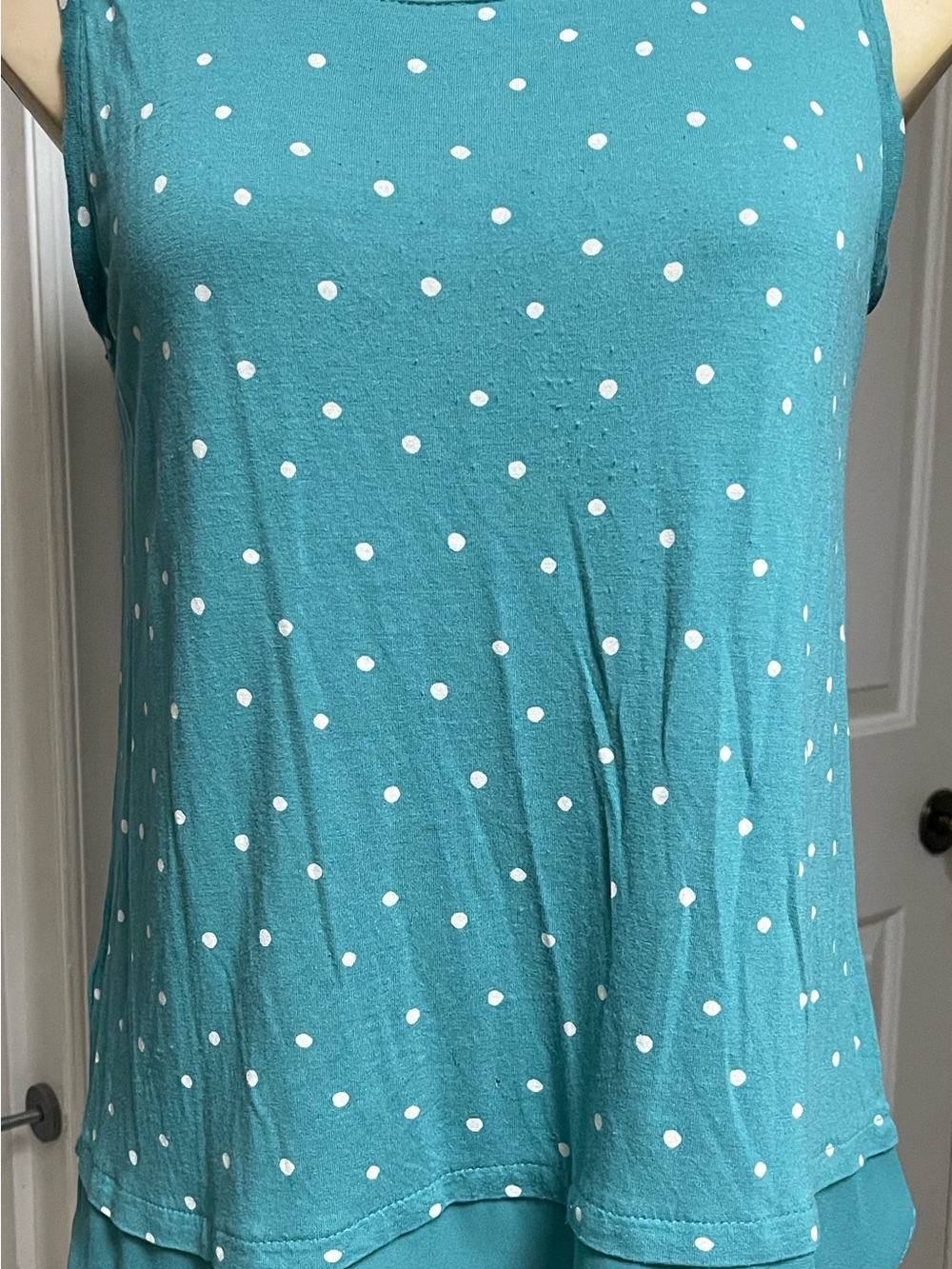 LOFT Teal Polka Dot Layered Tank Top